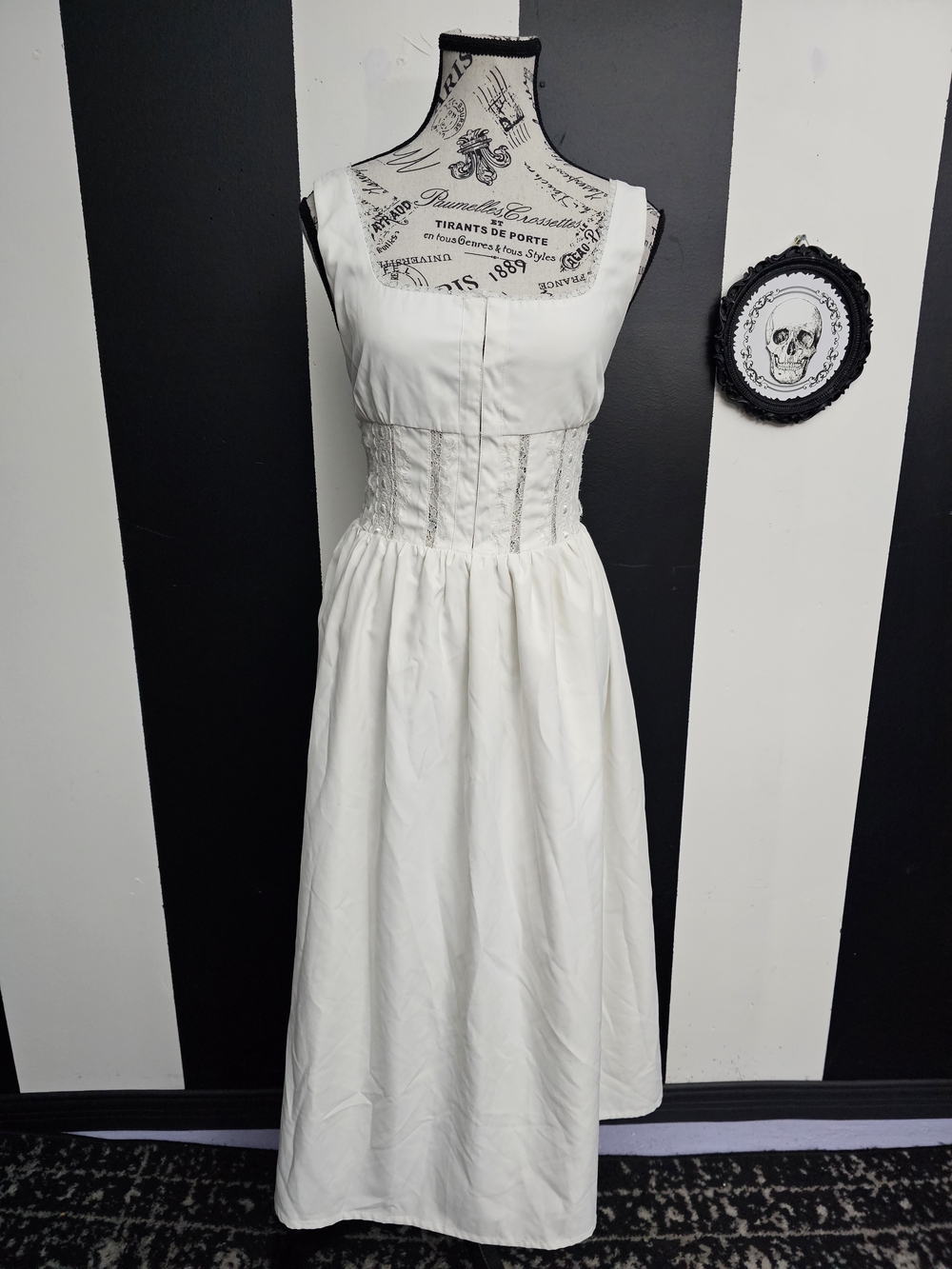 White Sleeveless Maxi Dress with Corset Waist